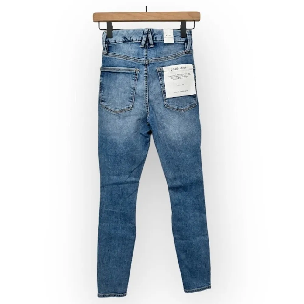 NWT Good American Good Legs Skinny Jeans Indigo Distressed Cropped Denim Sz 2/26 - Image 3