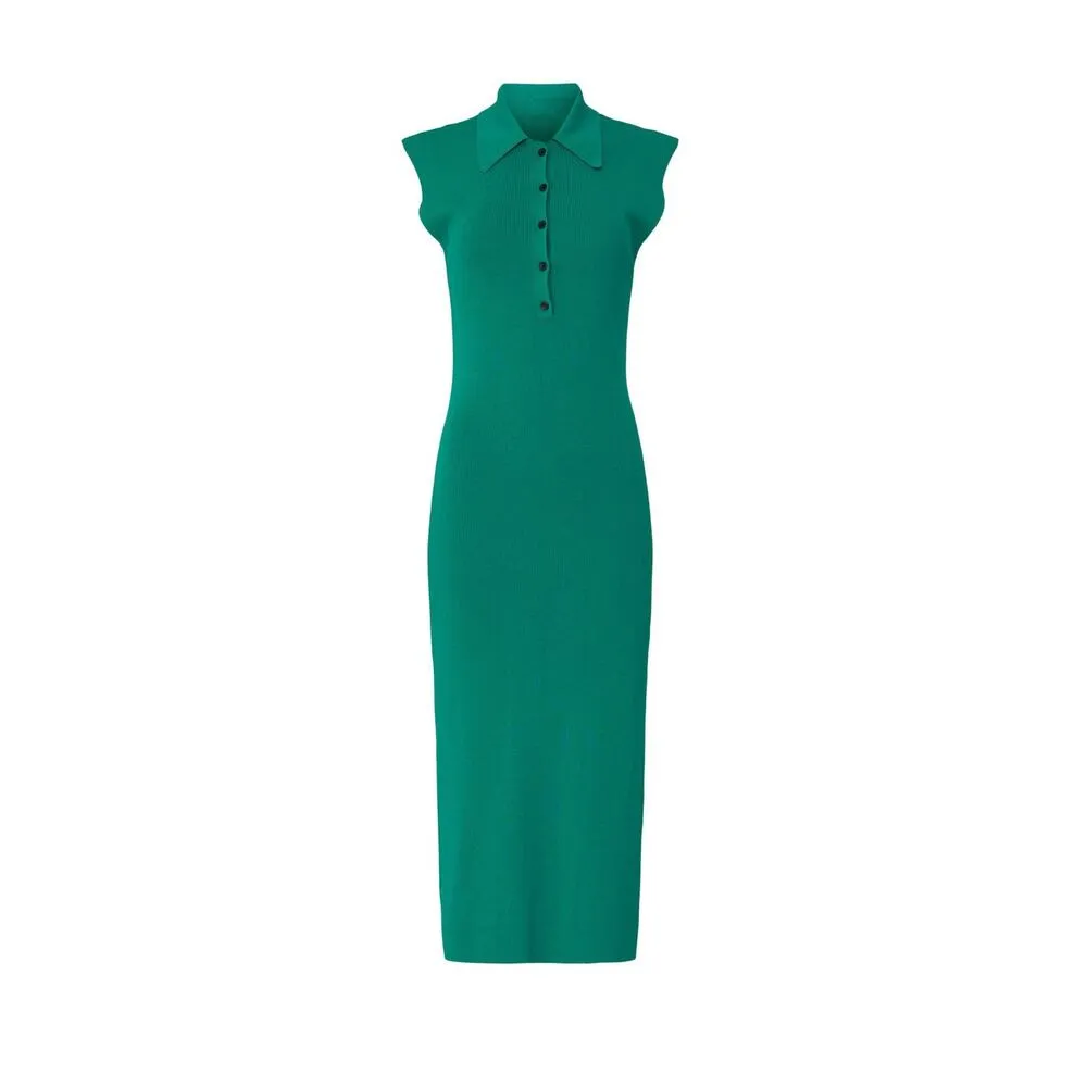 A.L.C. Taylor Green Knit Sleeveless Collared Midi Dress Size Medium - Image 4