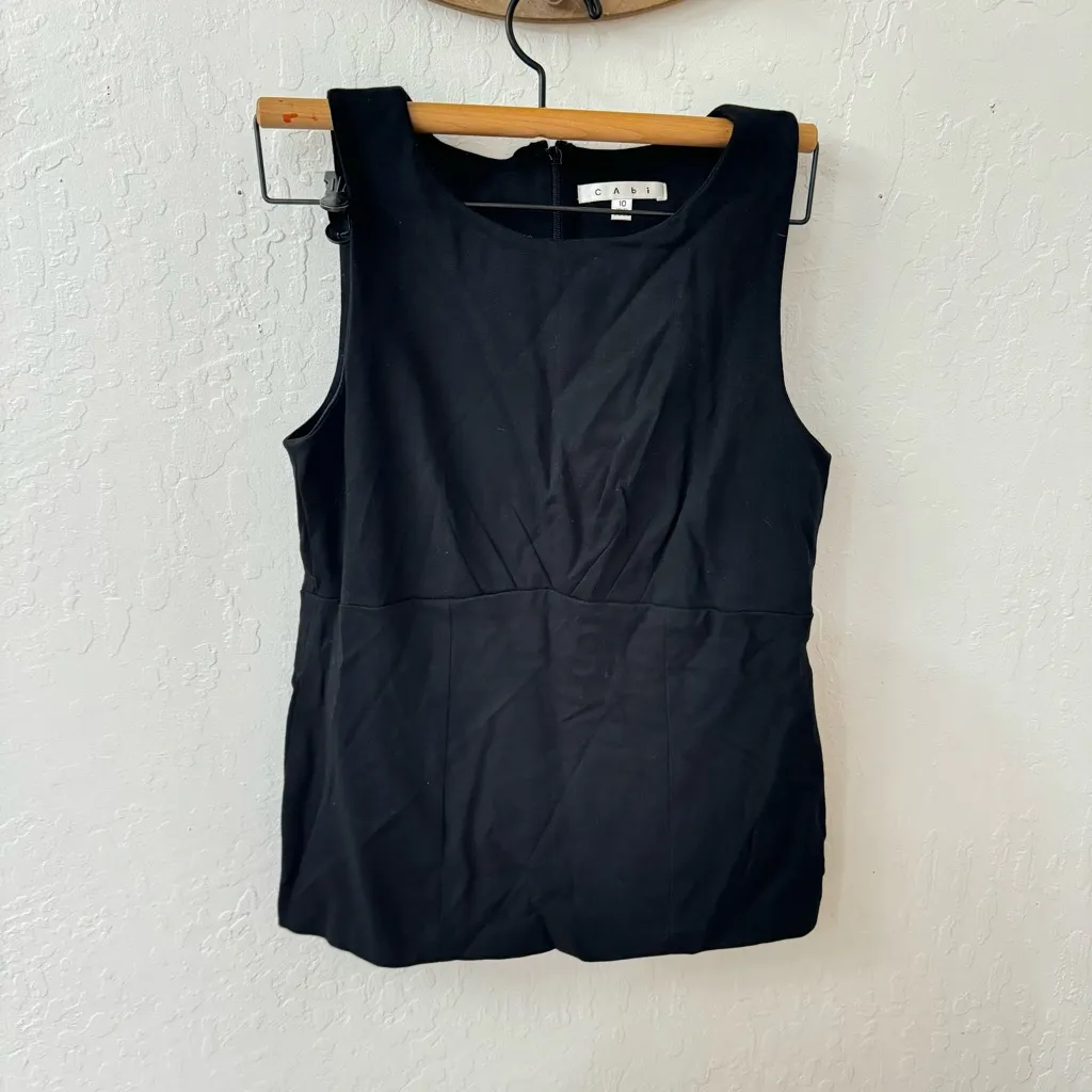 CAbi Black Top Size 10 Uptown Thick Ponte Knit Blouse Flare 224 Sleeveless Tank - Image 4