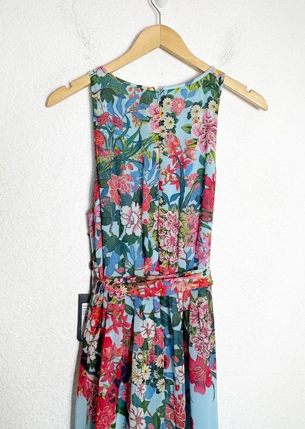 NWT Adrianna Papell Blue Floral Chiffon Maxi Dress Size 12 Wedding Feminine - Image 12
