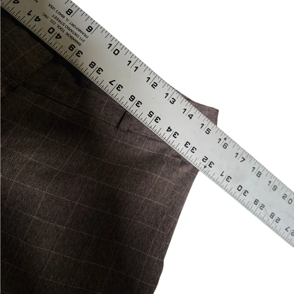 Vintage Brown Plaid Wide Leg long‎ shorts culottes knee length herringbone 7 - Image 6