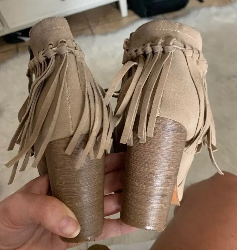 Fringe Booties Tan Size 7 - Image 7