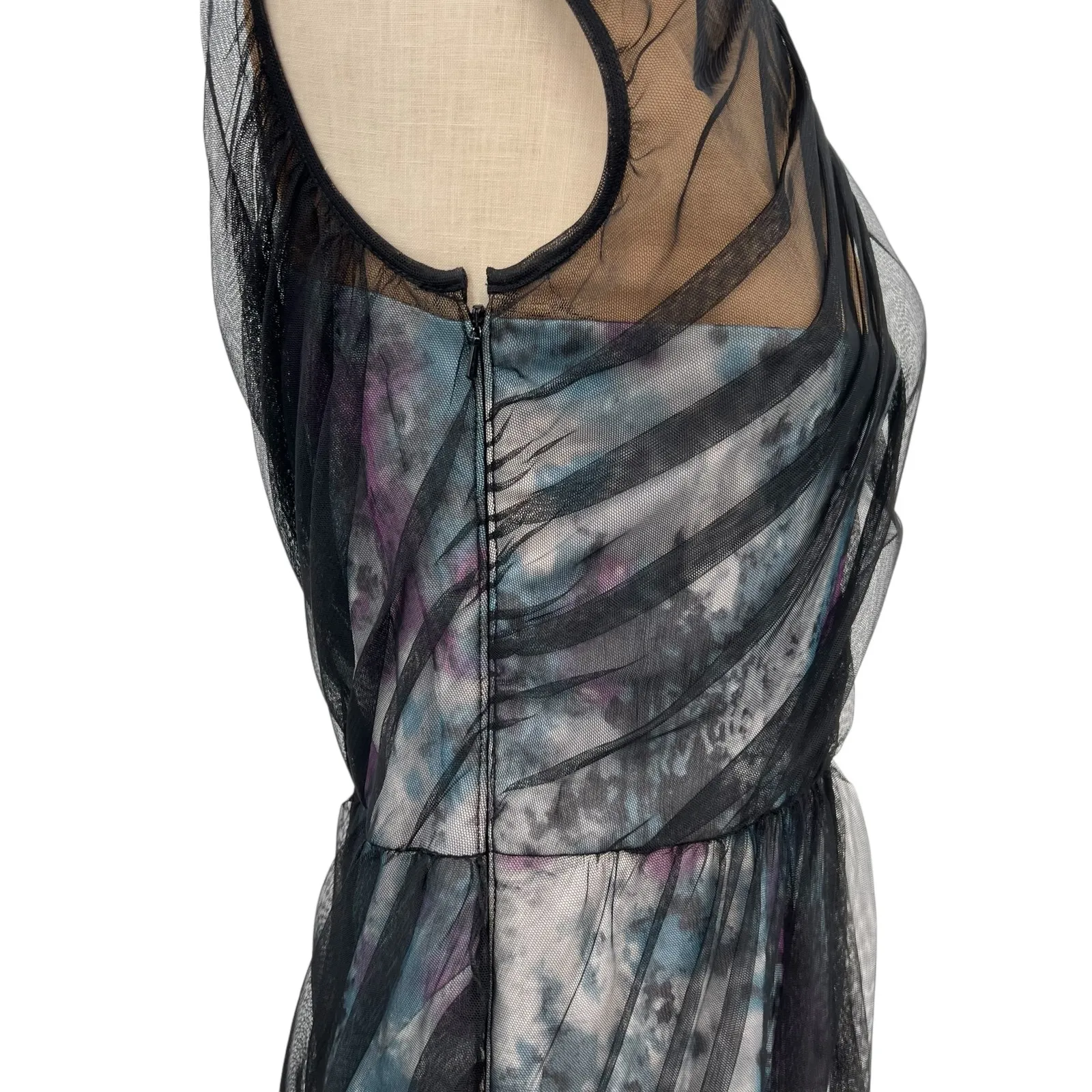 Tadashi Shoji Ruched‎ Bodycon Mesh Floral Underlay Dress Black Size US 8 - Image 8