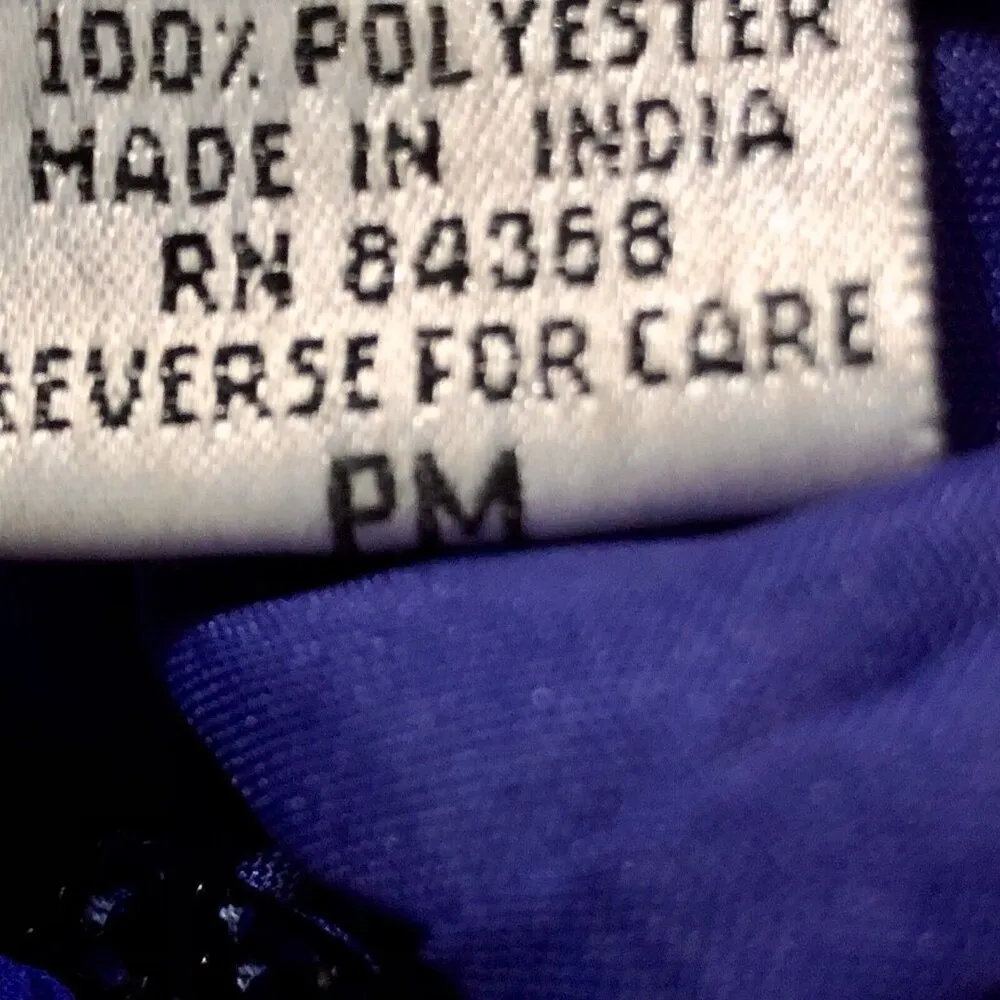 Vintage Laurence Kazar New York Sequin Dress Womens PM Petite Used Blue Silk - Image 14