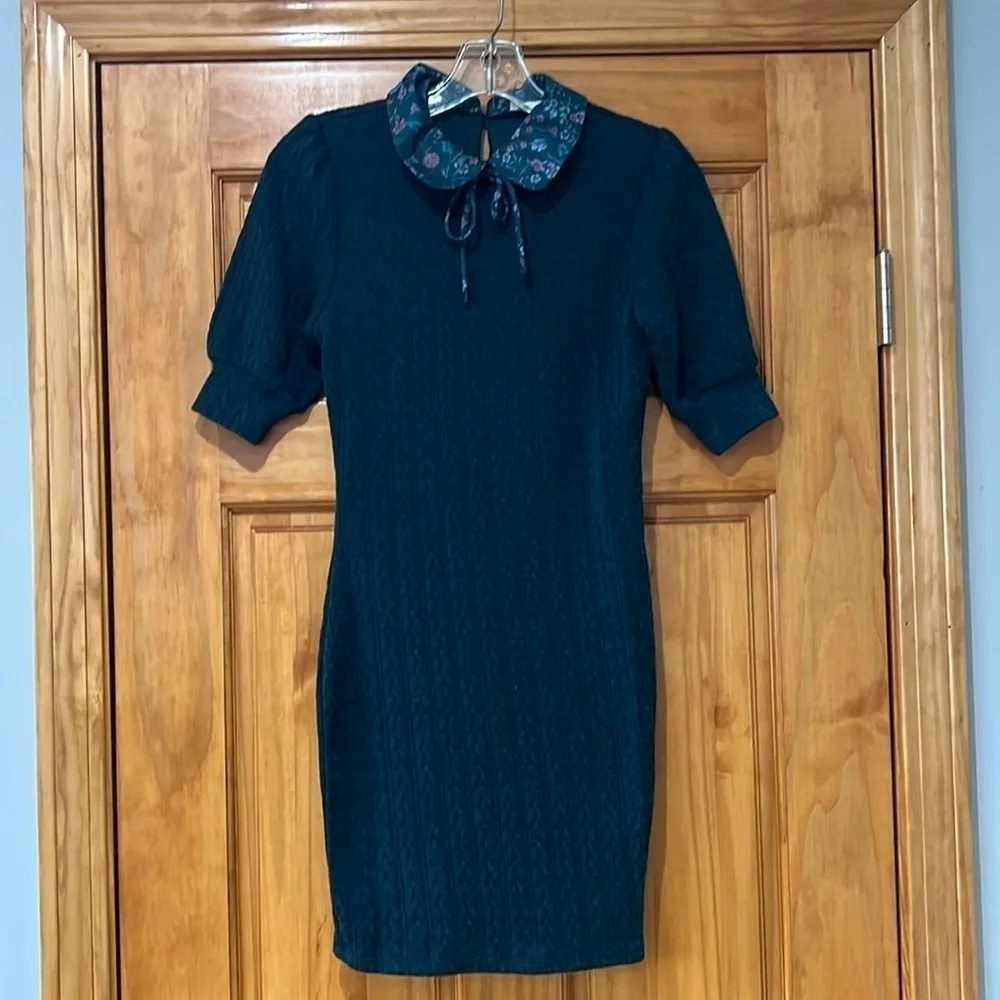 Green Floral Knit Sweater Dress - Image 2