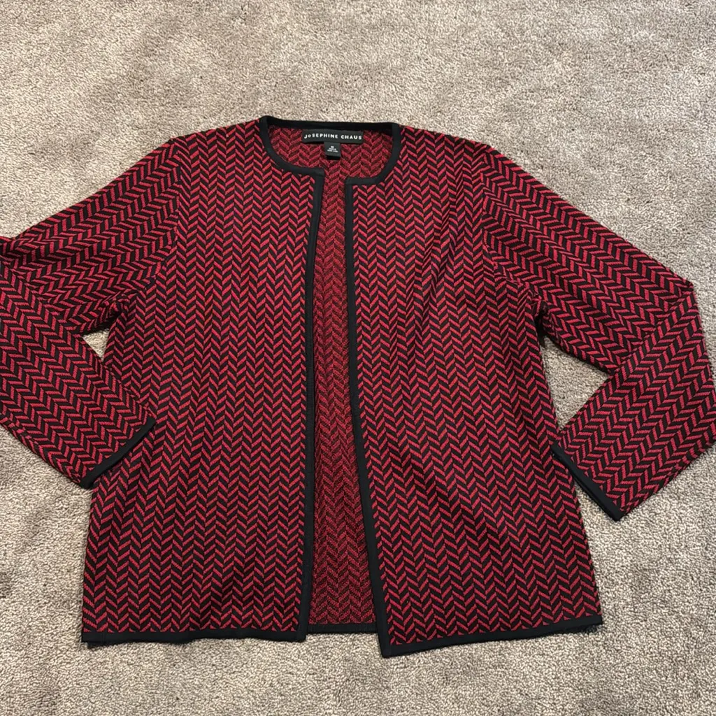 Josephine Chaus Herringbone Two Piece Blazer/Top Set SIZE M - Image 2