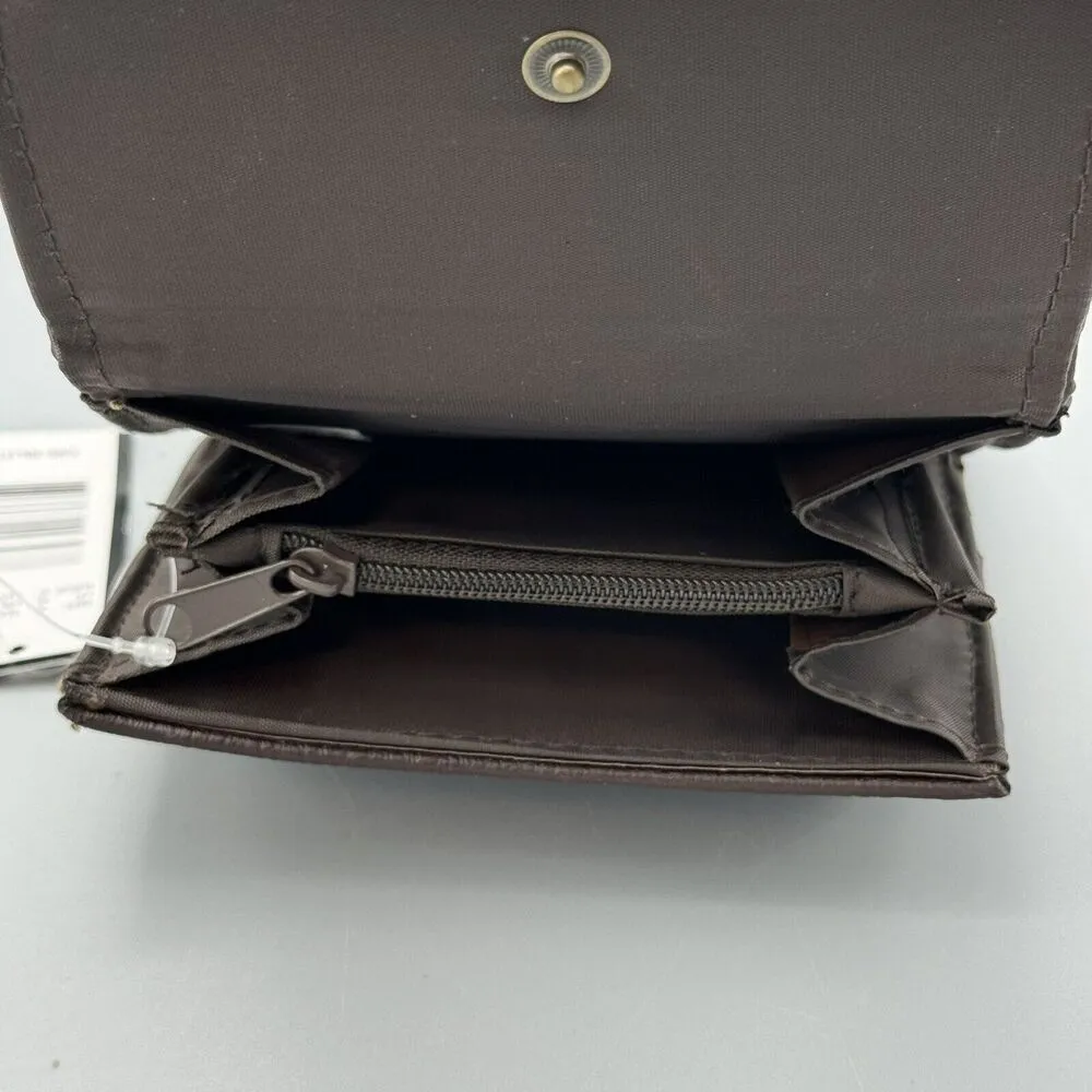 Treviso Brown Double Snap Closure Womens Wallet Credit Card Zipper Coin Bifold Size 0 - Image 5