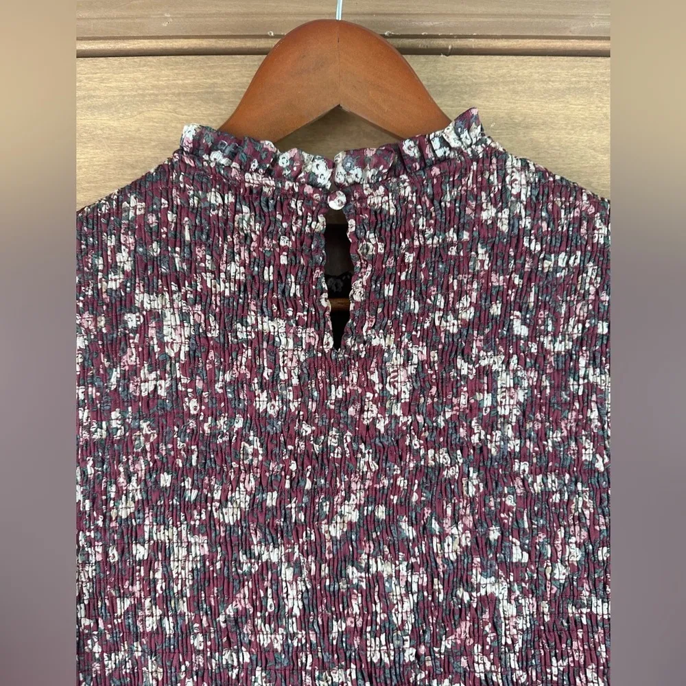 Dress Forum Smocked Ruffle Floral Mini Dress Long Sleeve Puff Sleeves Medium​​ - Image 9