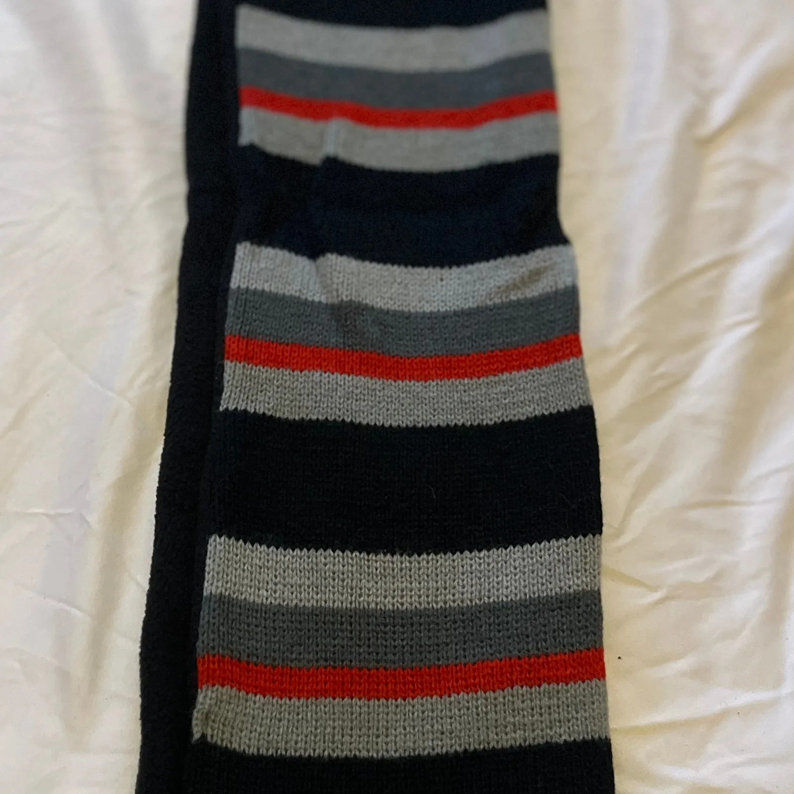 Capelli New York | Black + Gray + Red Stripe Knit Scarf | Grunge Accessory - Image 5