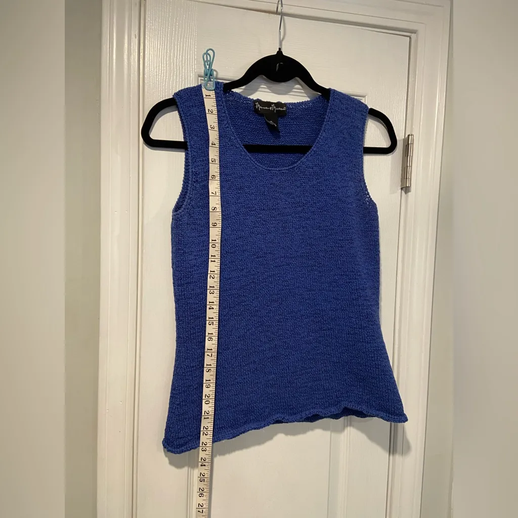 Mercer & Madison Size M Blue Stretch Knit Sleeveless Crew Neck Sweater Tank Top Size M - Image 6