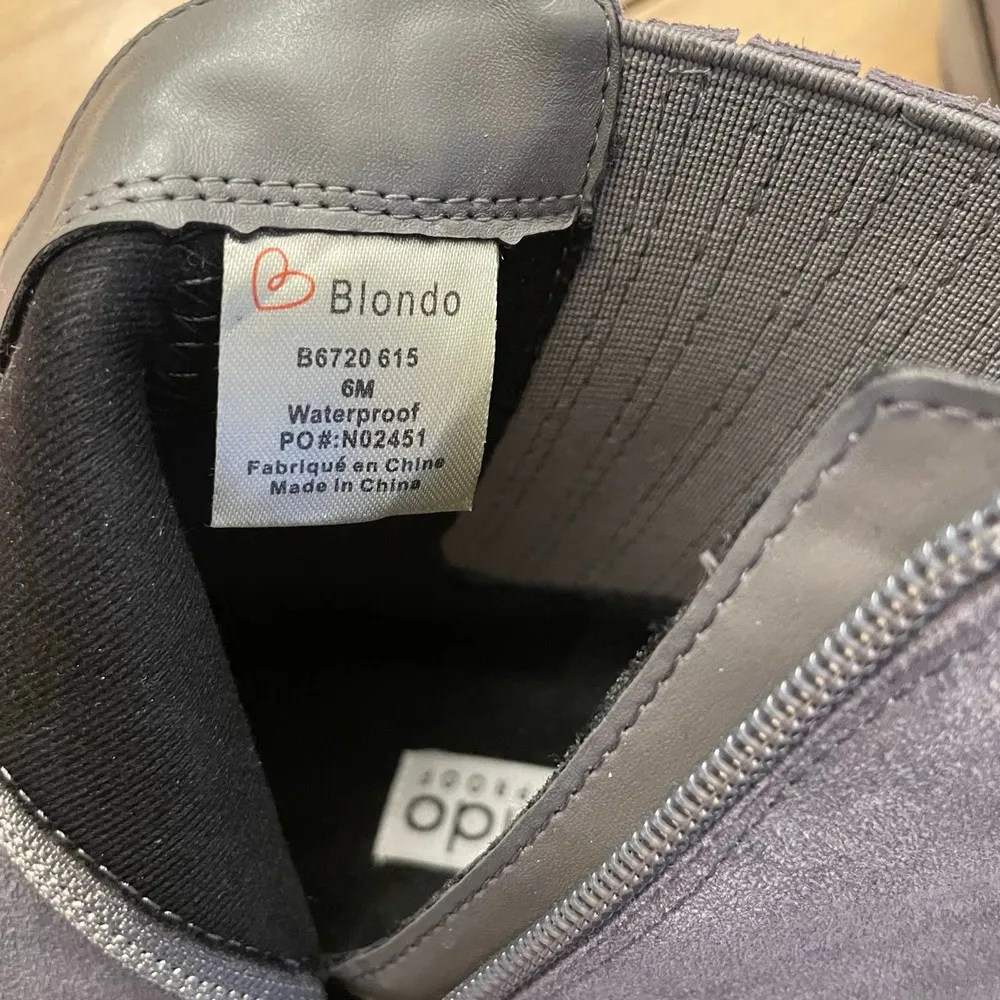 NWOT Blondo Waterproof Sydney Gray Suede Bootie Leather Side Zip Size 6 - Image 5