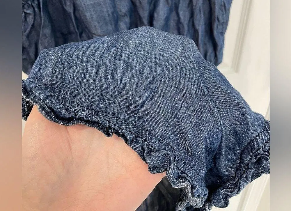 Mossimo Supply Co Denim Blue Tie Front Elastic Waist Romper Women’s Size XS - Image 5