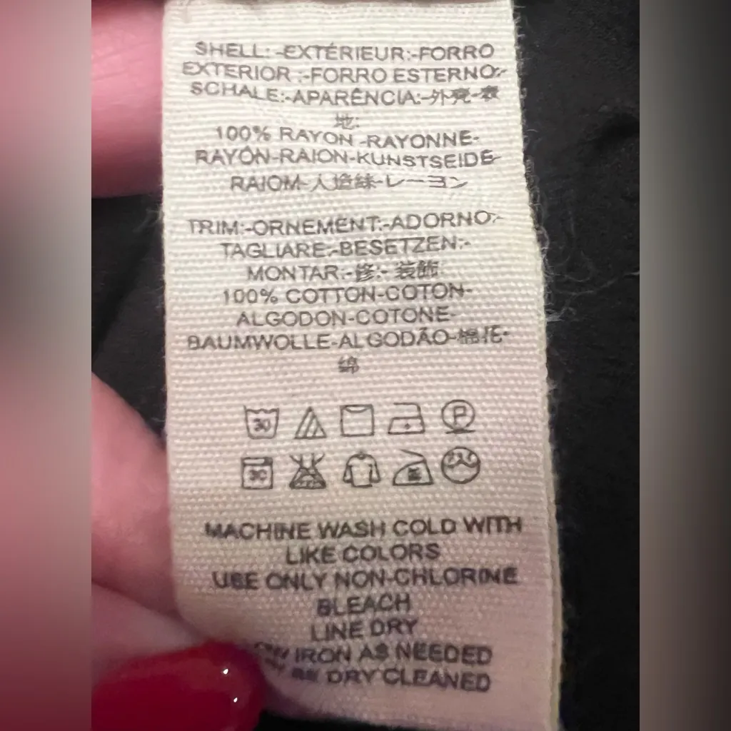 Free People Little Bit Of Love Crochet Lace Ruffle Keyhole‎ Blouse Black Size XS - Image 16