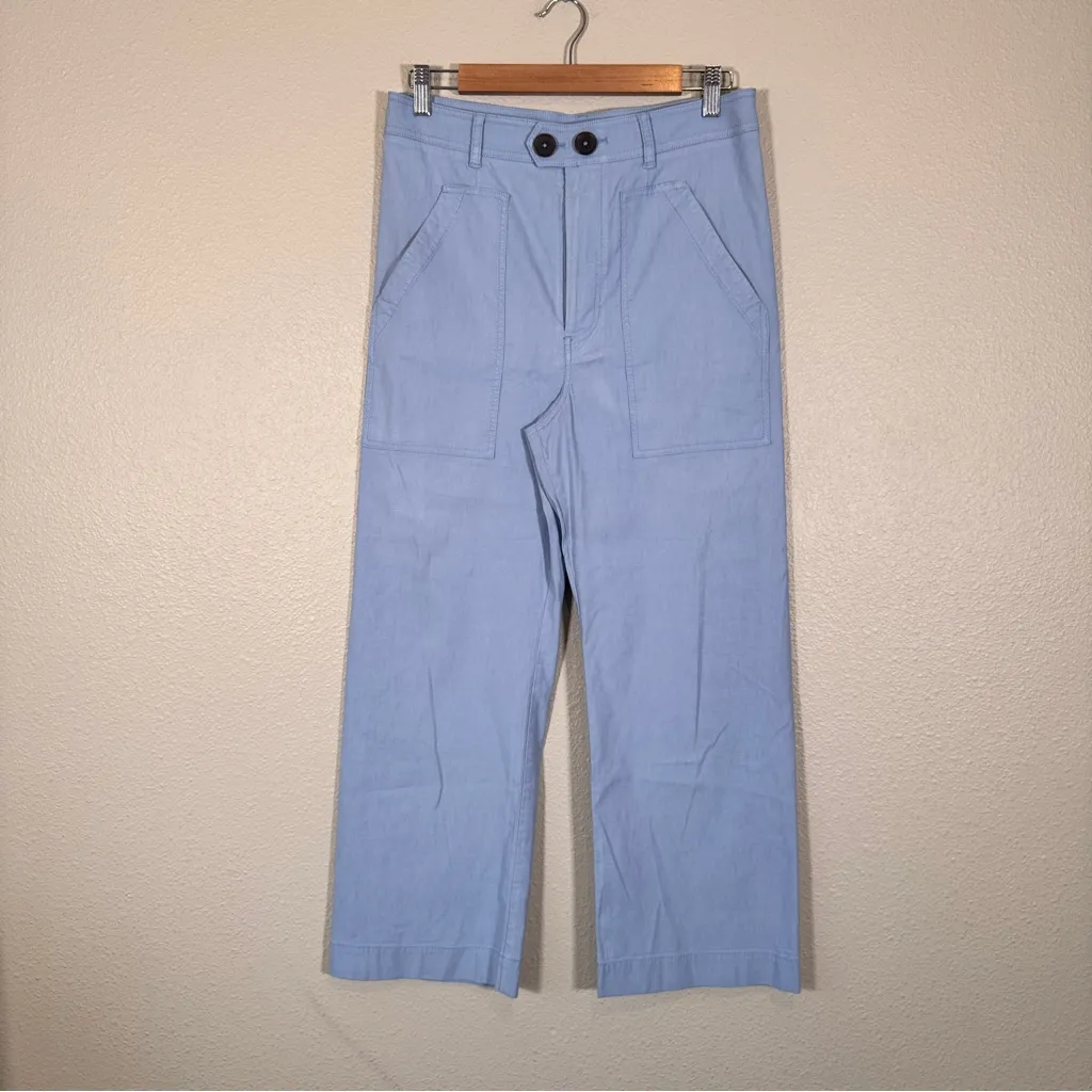 Maeve Anthropologie Blue Wide Leg Cropped Trouser Dress Pants Womens 10 Casual - Image 9