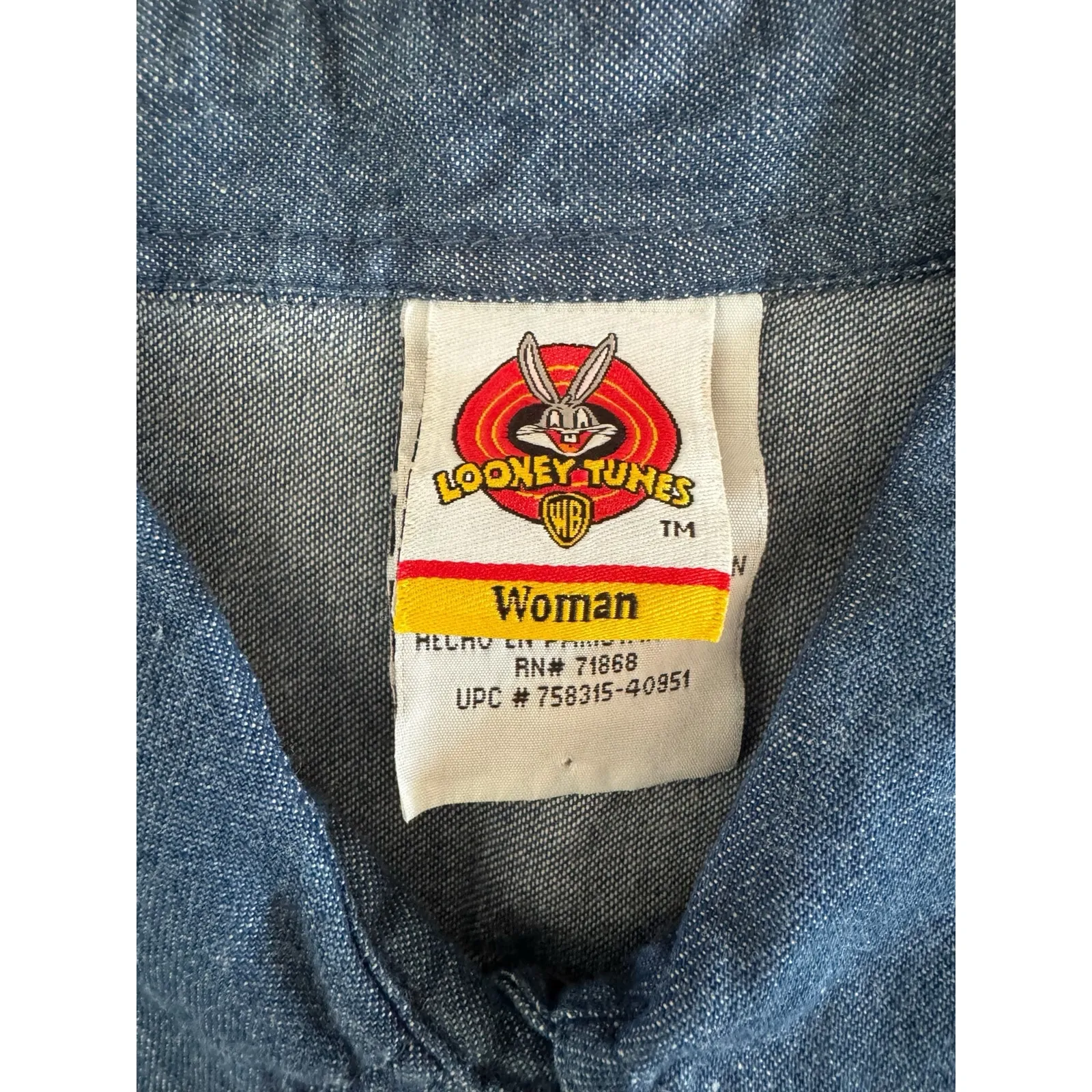 Vintage Looney Tunes Taz Devil Denim Vest Embroidered Cartoon Size 18/20W - Image 5