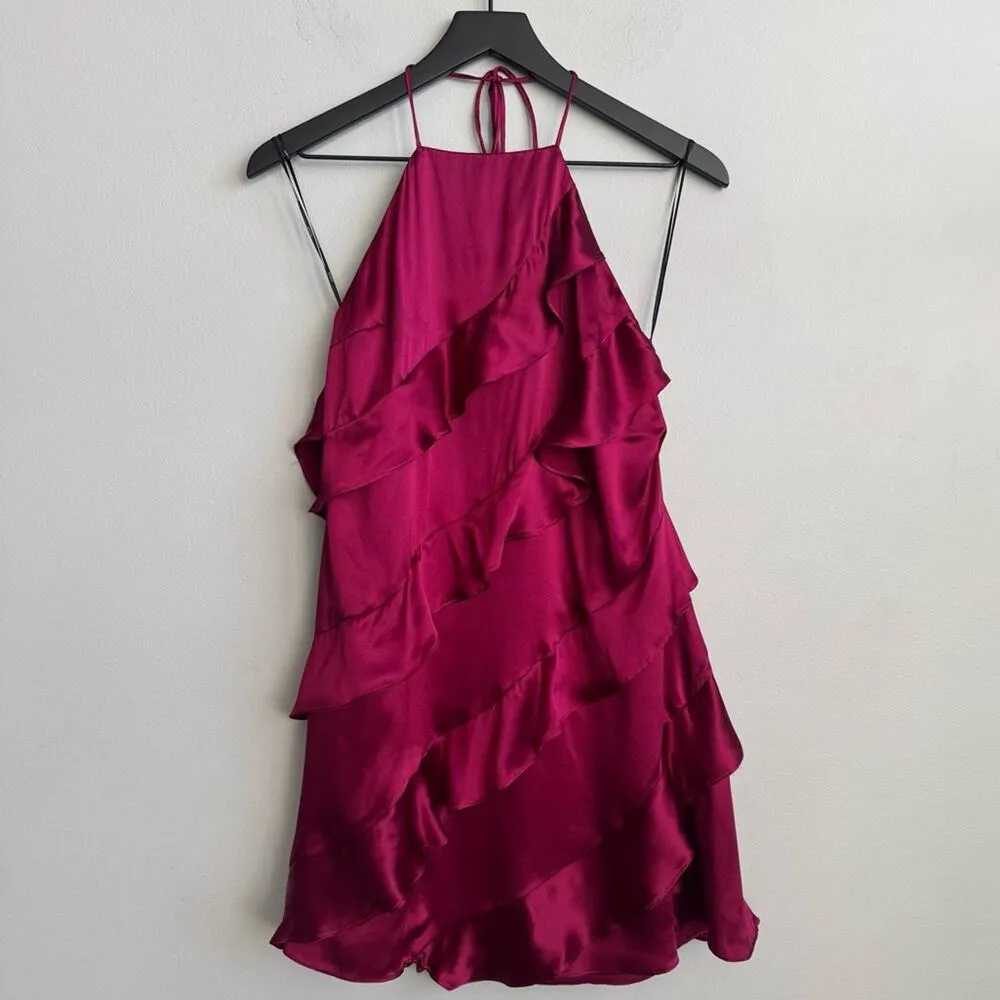 Elliatt Prestigious Silk Mini Dress in Berry S - Image 4