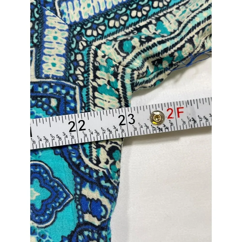 Kim Rogers SKU 7729 Womens Blue and Green Paisley Blouse Size XL - Image 4