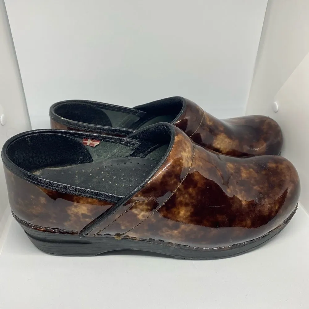 Sanita‎ Marbled Patton Leather clogs size 38 A16 Black - Image 2