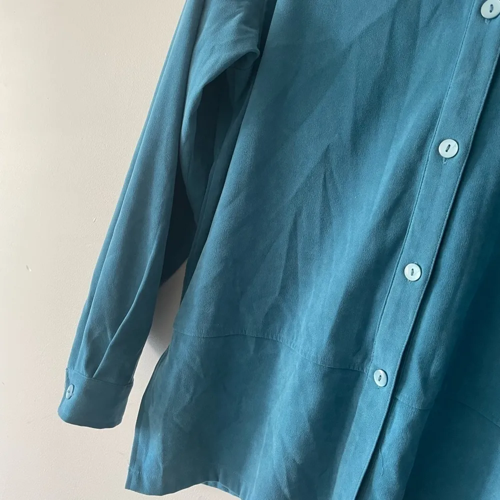 Vintage Jane Ashley Blue Faux Suede Button Down - Image 6