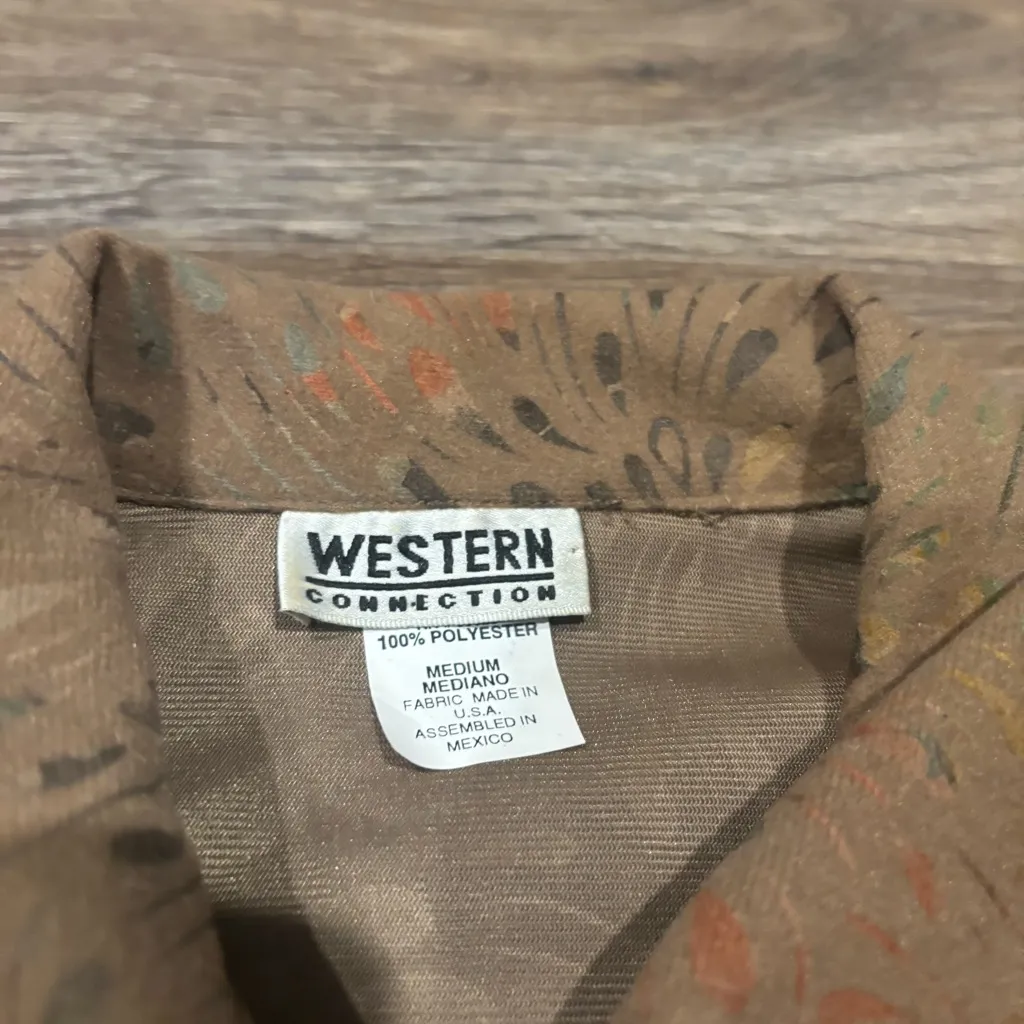 Vtg Western Connection Abstract Print Textured Button - Image 3