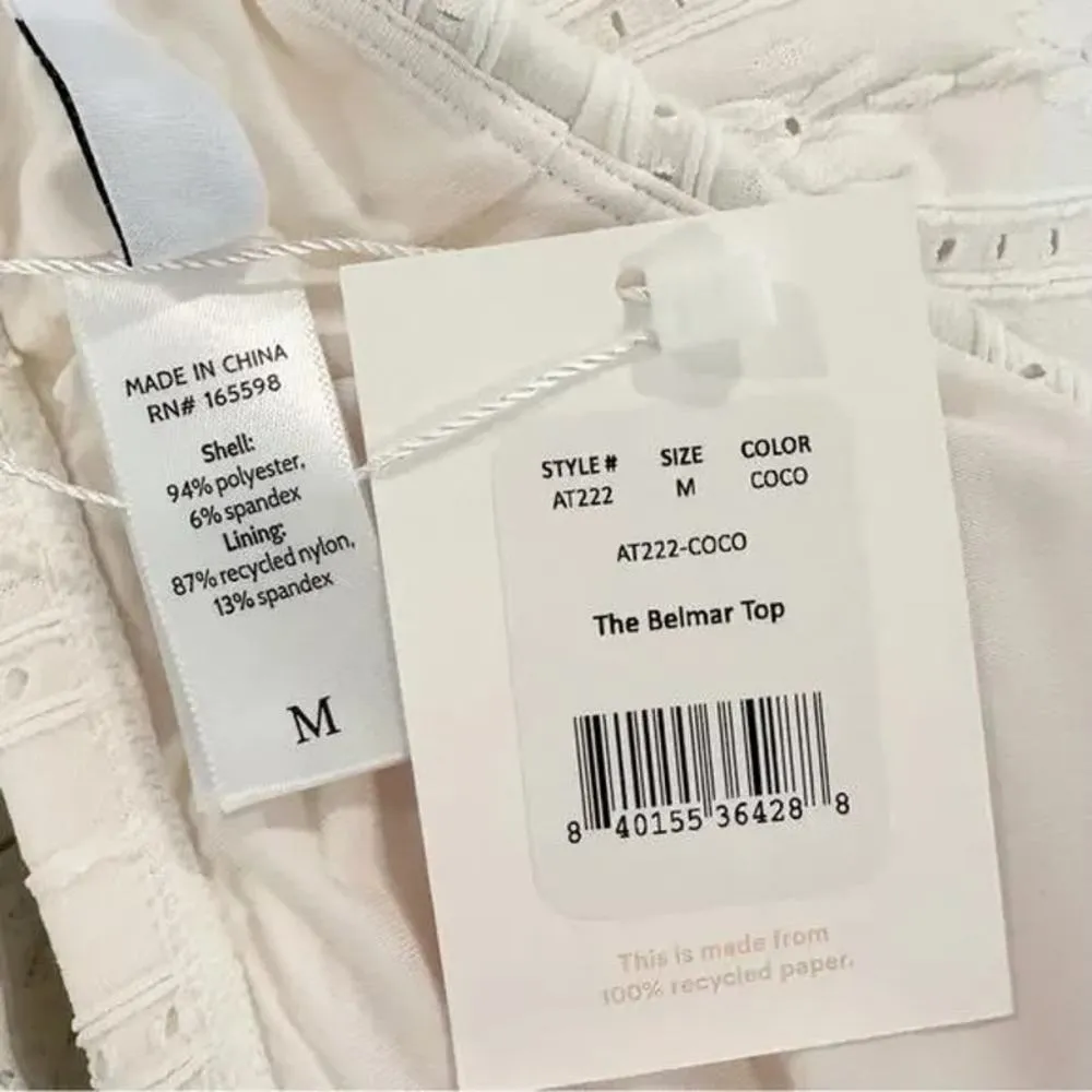 NWT Andie The Belmar Eyelet Bikini Top Bohemian Removable Cups M Coconut White - Image 7