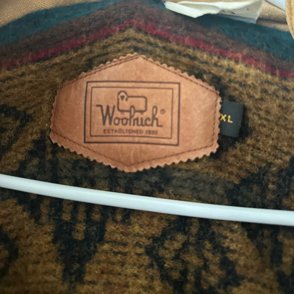 Vintage Woolrich Chore Jacket Aztec Medium Leather Collar Wool Duck Canvas - Image 8