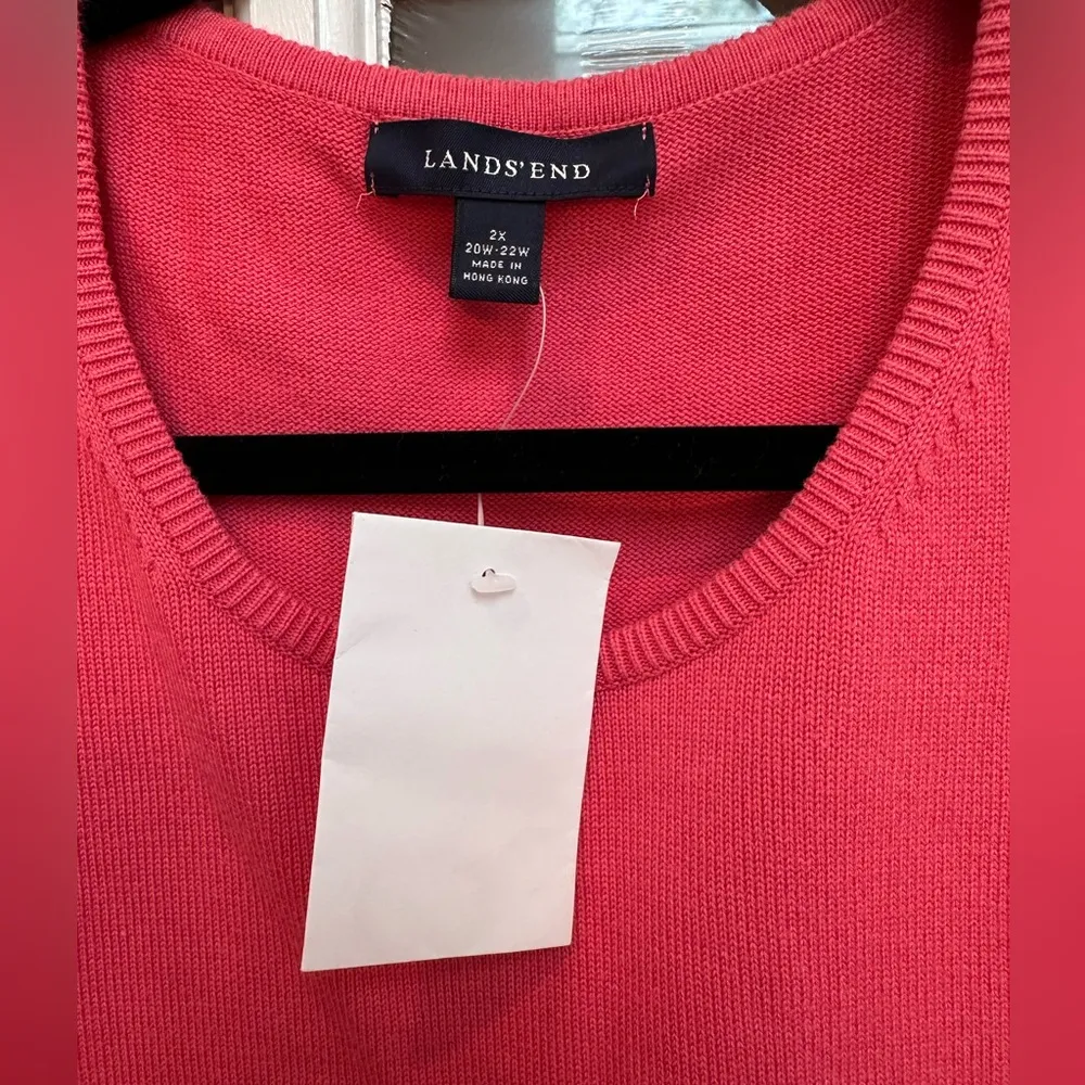 Lands' End Cotton Coral Sweater Knit Top Blouse Women’s Plus Size 2X 20W 22W NWT - Image 2