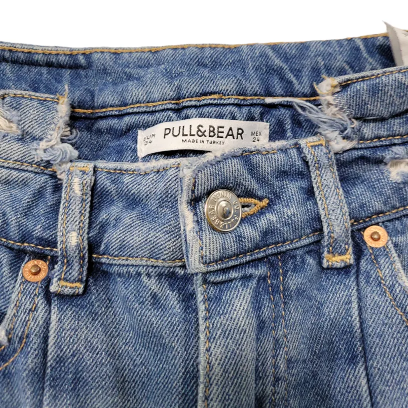 Pull & Bear Jeans Size 4 W24"L25.5" Mom Jeans Straight Leg Jeans Distressed Blue  - Image 8