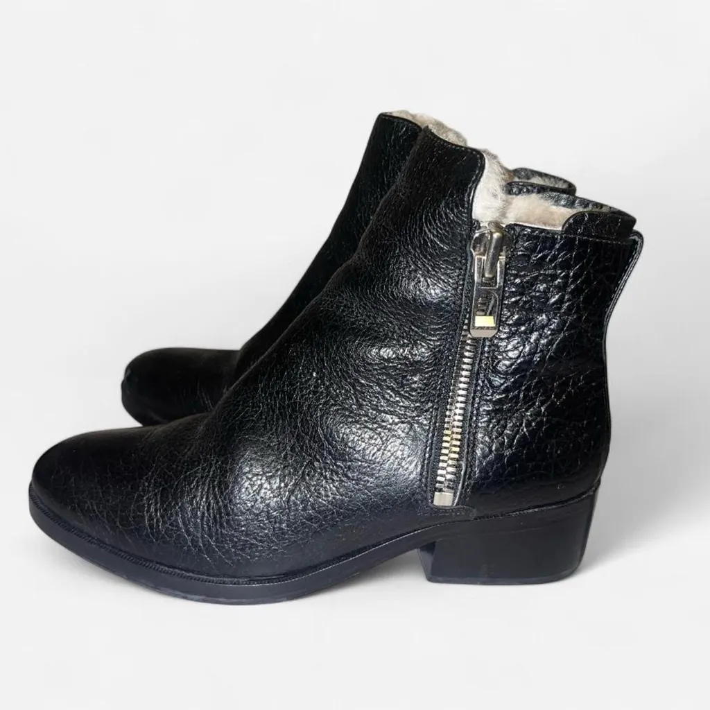 3.1 Philip Lim Black Leather Shearling Alexis Ankle Boots Sz 5 - Image 2
