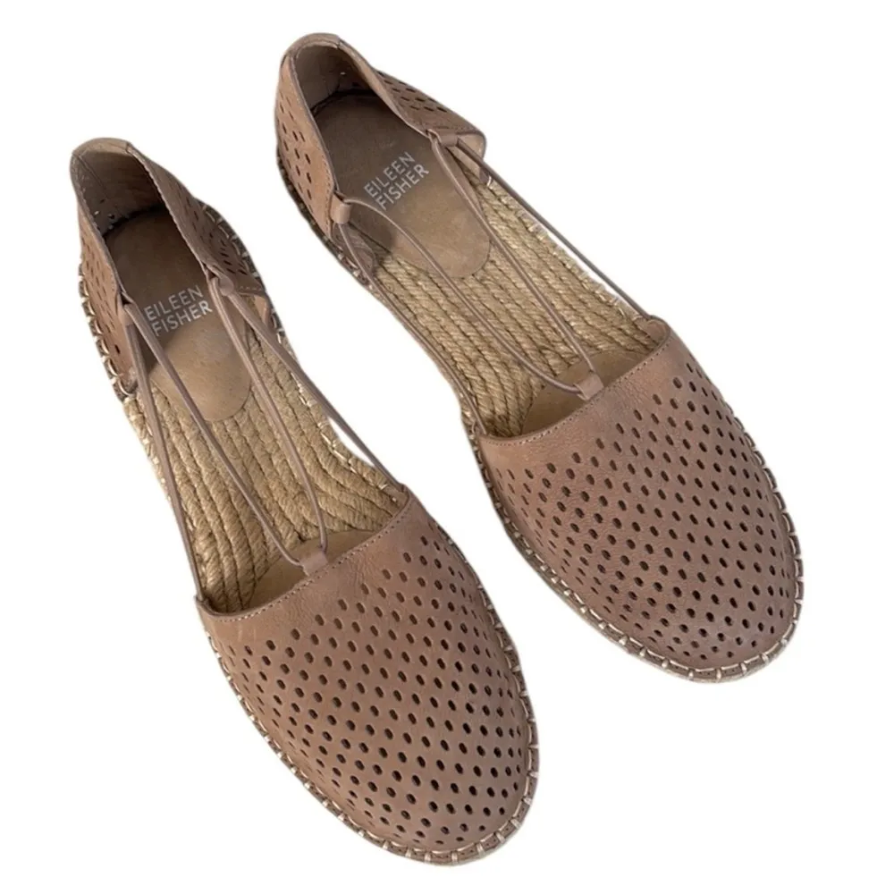 EUC Eileen Fisher Leather Perforated Espadrille
Sandals Tan Size 10 - Image 2