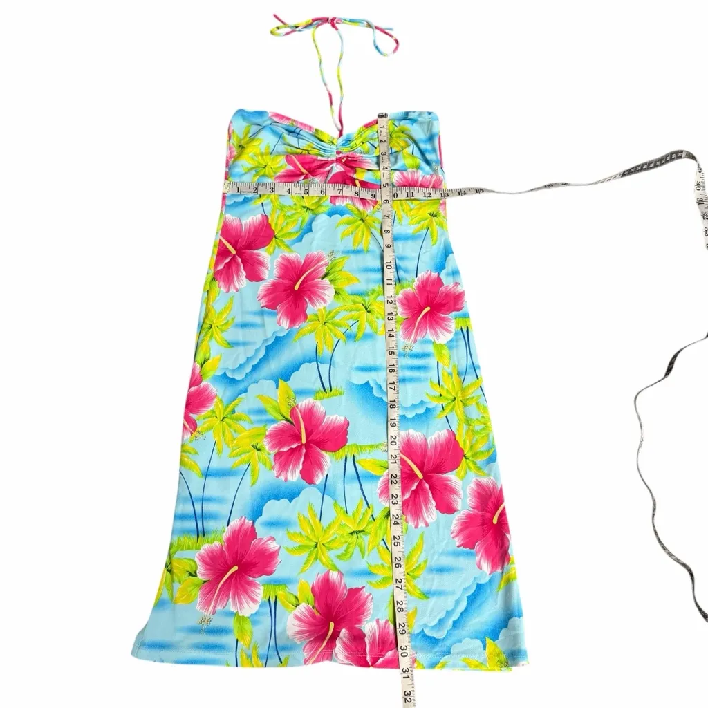 Forever 21 Vintage Y2K Tropical Floral Halter Dress Size Small - Image 2