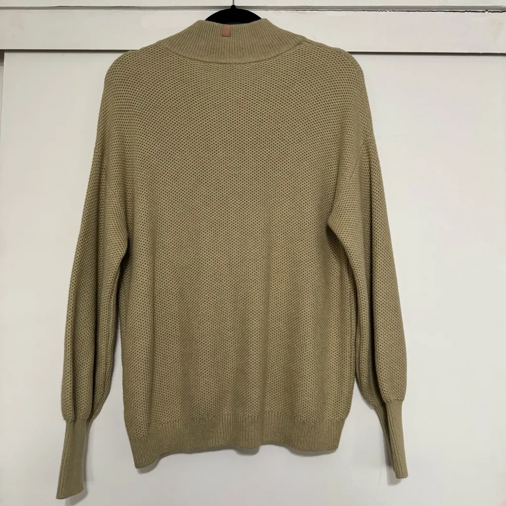 Lunya Cotton Silk Knit Henley Pullover Sweater Soft Green - Image 7