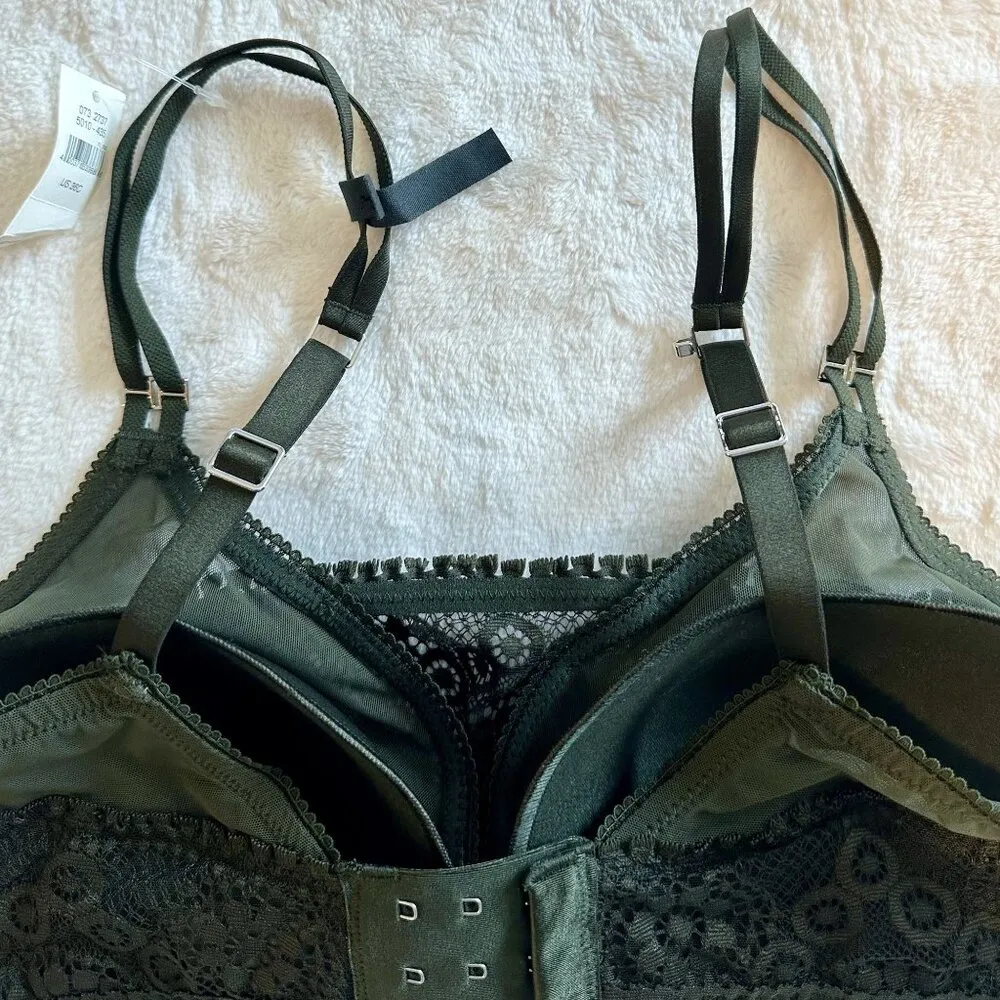 NWT Aerie Dark Green Real Power Wireless Push Up Joy Convertible Lace Bra - 36C - Image 5