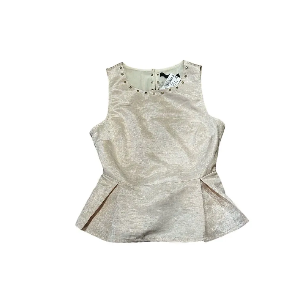 NWT Champagne Studded Open Back Peplum Top Medium - Image 12