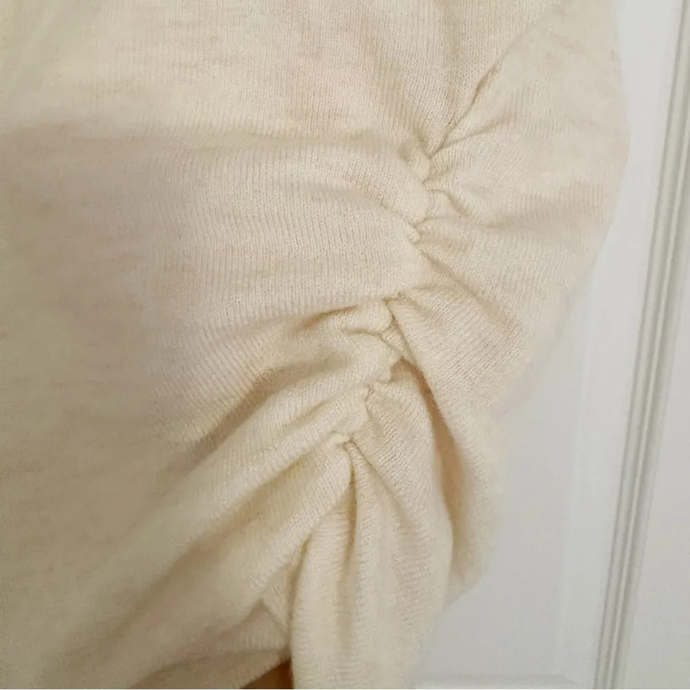 Japanese Kawaii Cream Beige Summer Knitted Cowl Neck Blouse Shirt Top White - Image 7