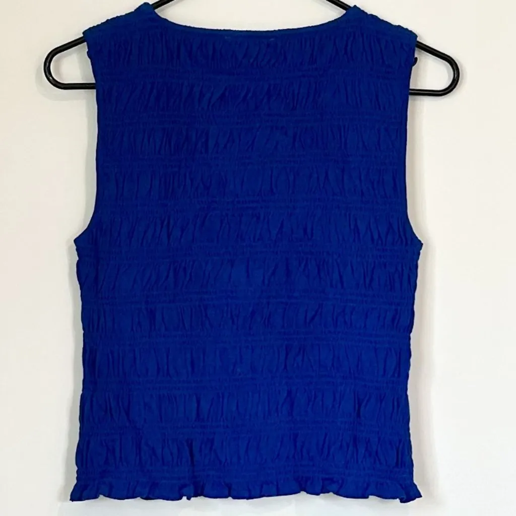 NWT Madewell Smocked Boatneck Tank in Brilliant Sapphire - Size: Extra Small - Image 6