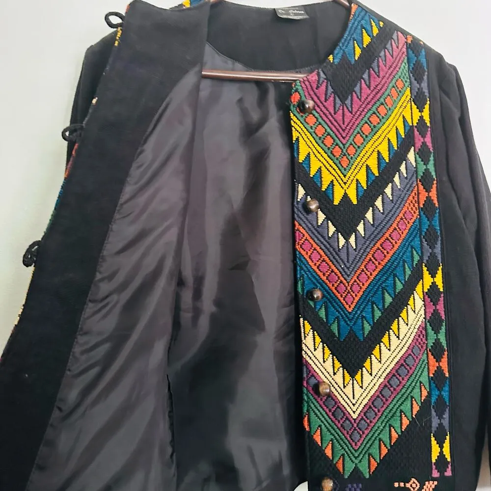 ARTESIANE De Colorea Multicolored Wooden Button Front Jacket Size Large - Image 7