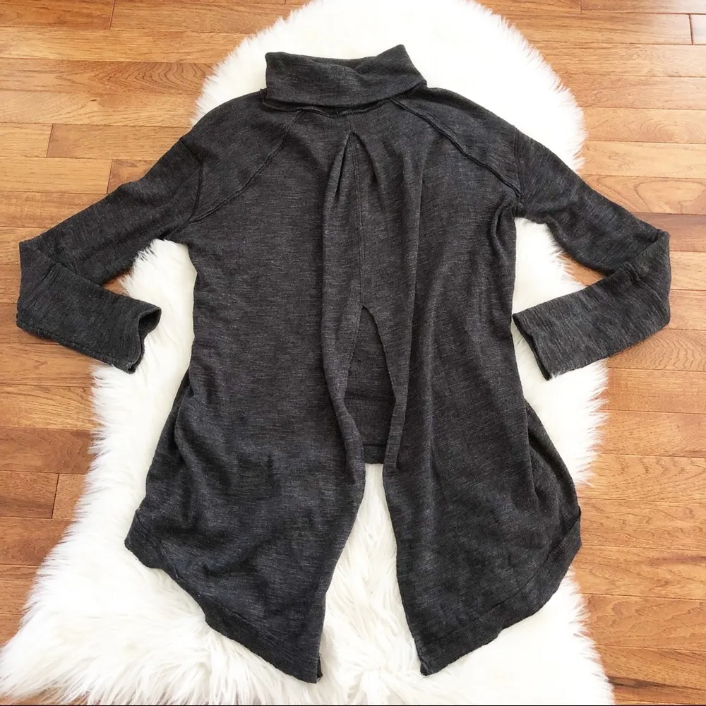 Free People Split Back High Low Gray Turtleneck - Image 7