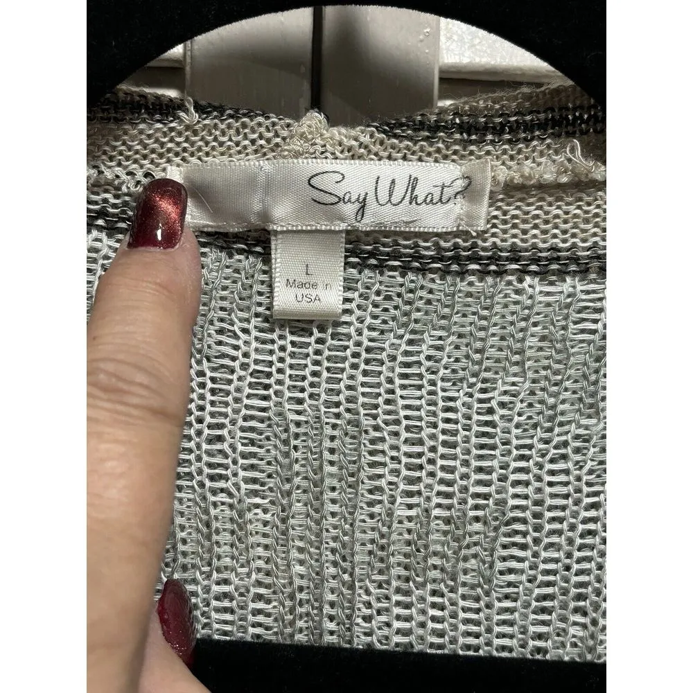 Say What Hooded Open Cardigan Aztec Tan/Green/Black Long Sleeve‎ Size Large - Image 2