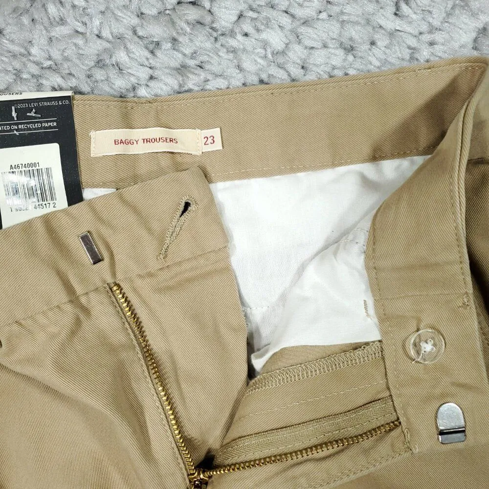 Levi's Baggy Trouser Pants Khaki Tan Twill Loose Y2K Trousers Women's Size 23x31 - Image 5