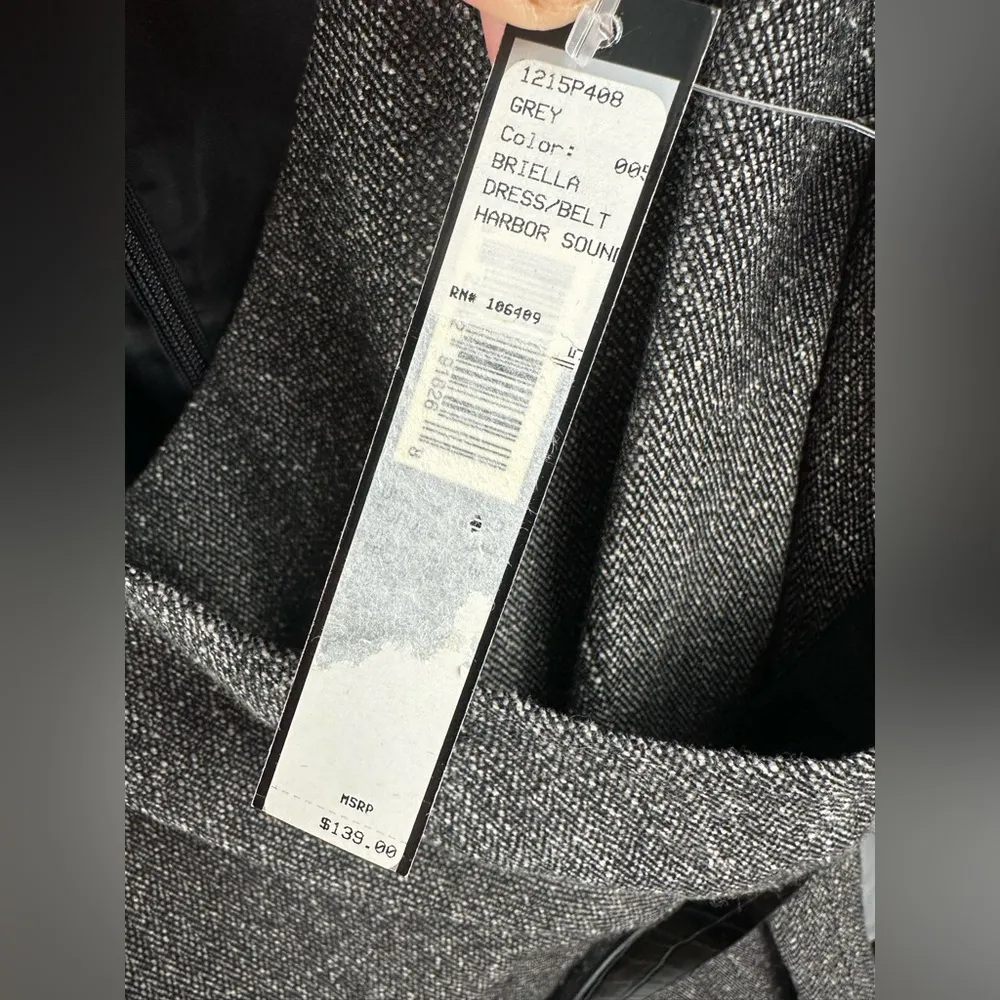 New Tahari Arthur S. Levine Belted Petite Heather Gray Tweed Dress Size 2P - Image 4