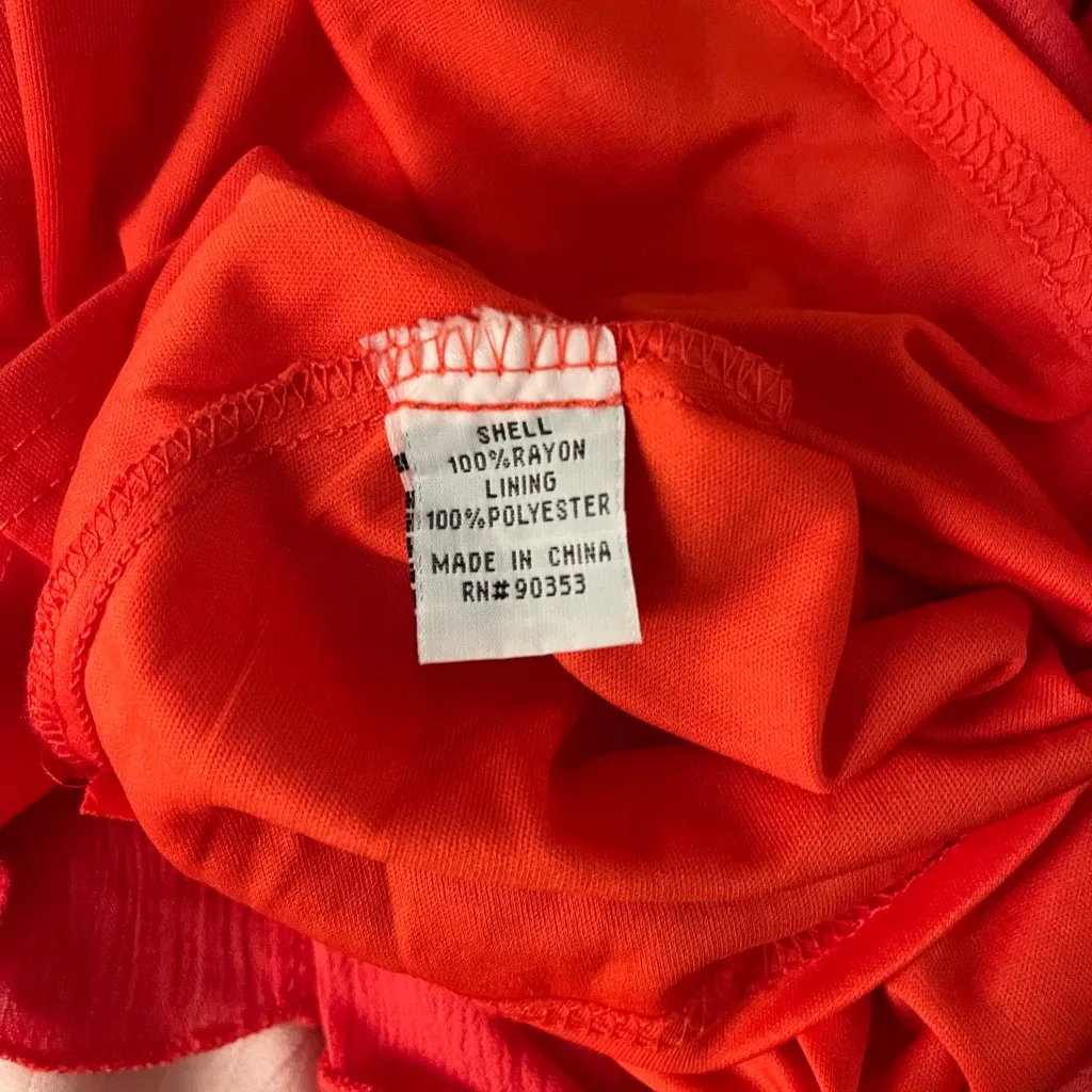 Kings Road lined rayon orange midi dress with embroidered detail. Size L. Size L - Image 12