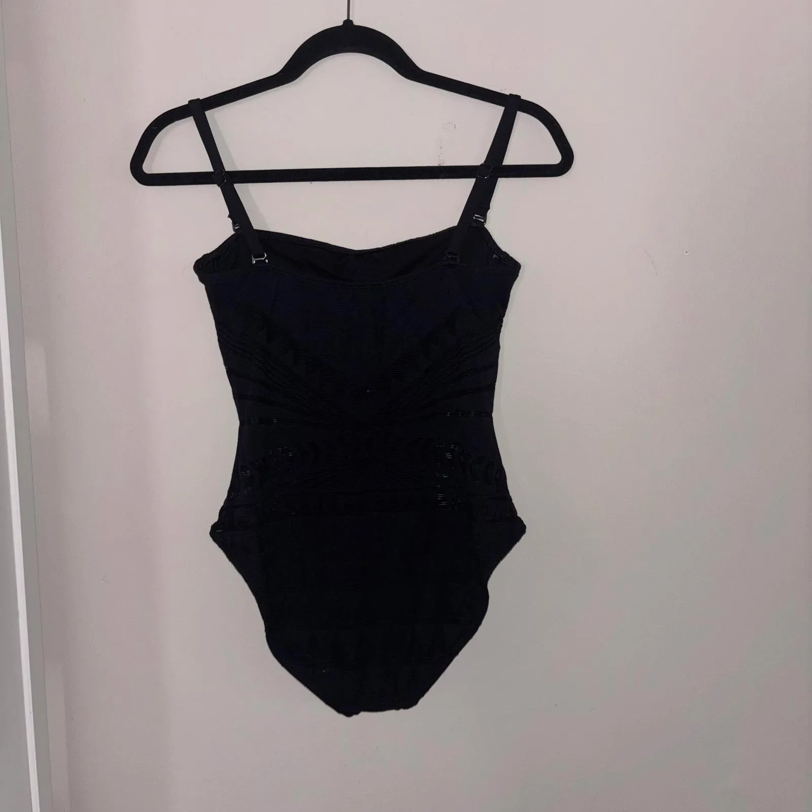 Kenneth Cole Black One Piece Bathing Suit Swim Suit Mesh Geometric Pront Size M - Image 5