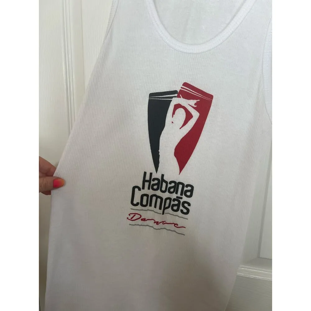 Women's Habana Compas Dance Havana Cuba White Tank Top Size Small - Image 5