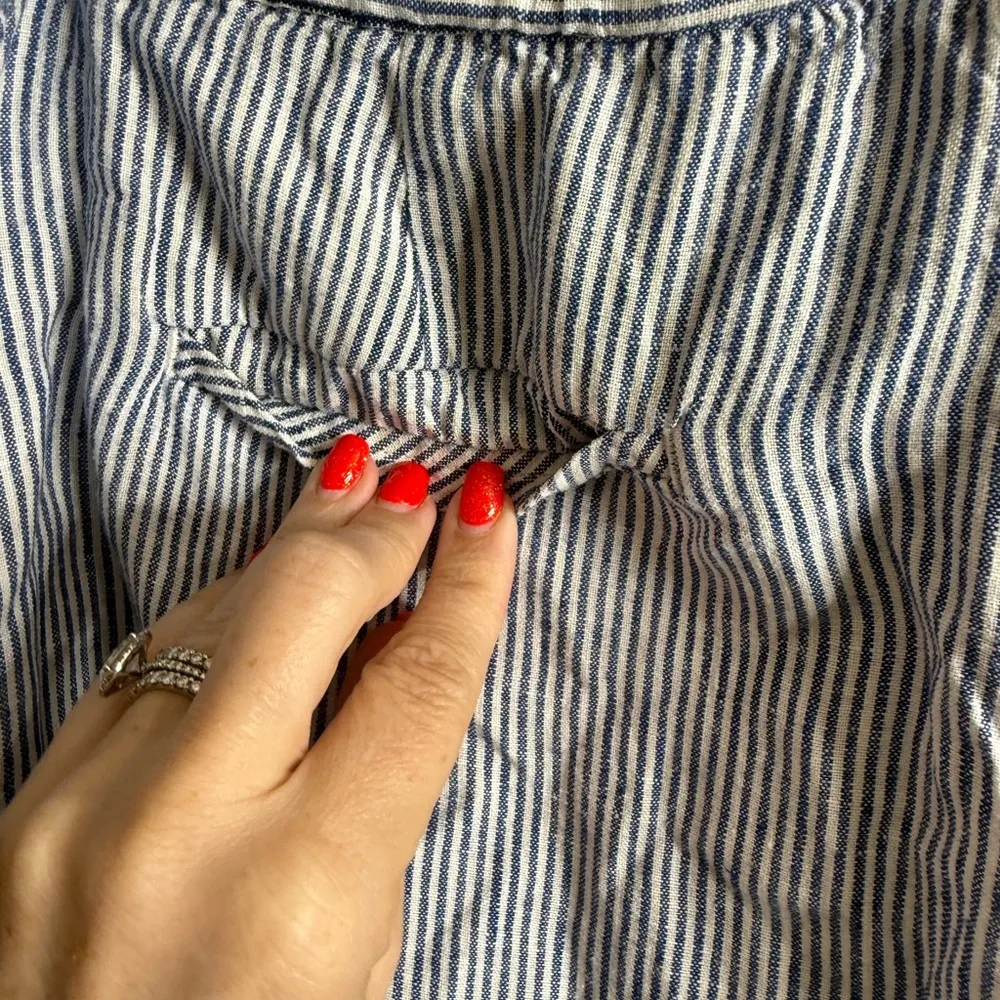 J Jill wide leg linen Striped Blue and White Pants size xl - Image 11