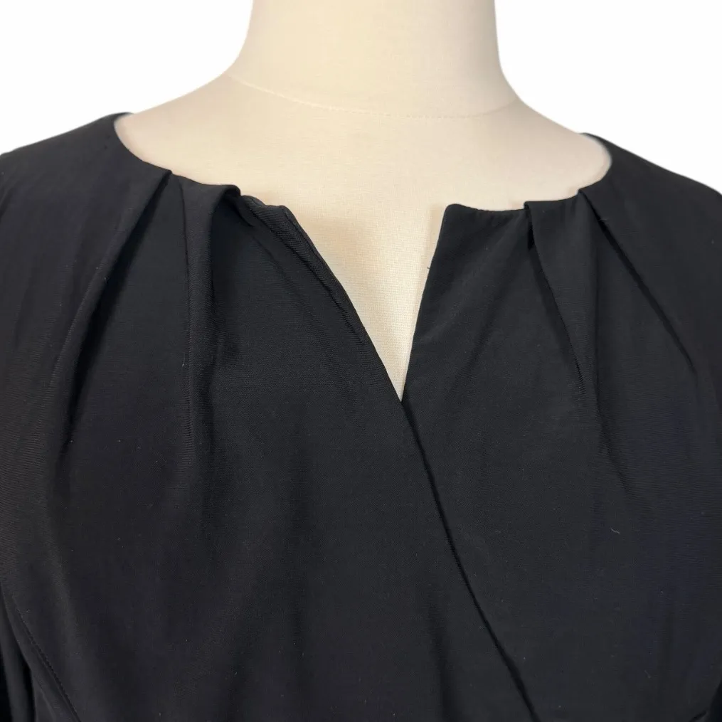 Adrianna Papell Black Ruched Midi Dress 3/4 Sleeve V-Notch Neck Women’s Size 16W - Image 9