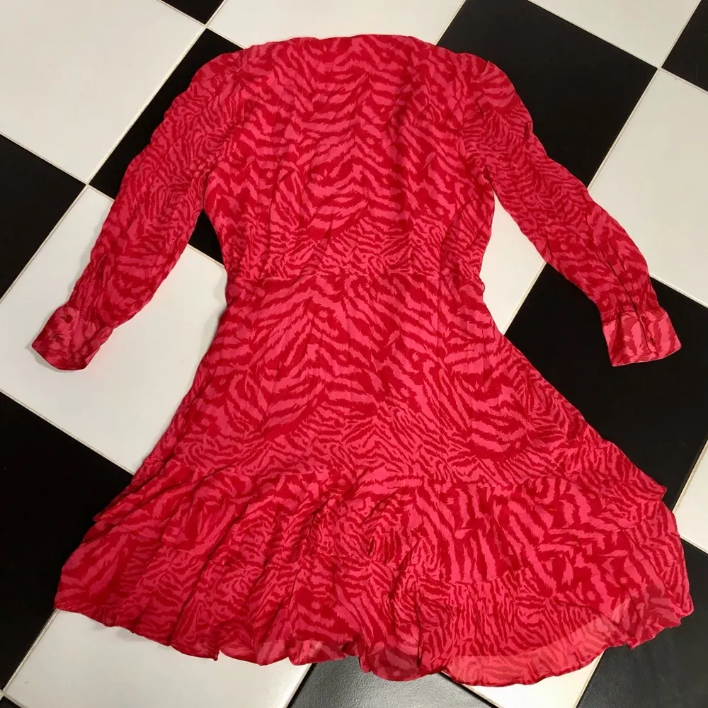 All Saints Keva Remix Two-Tone Long Sleeve Mini Dress Tiger Animal Print Zebra M - Image 13