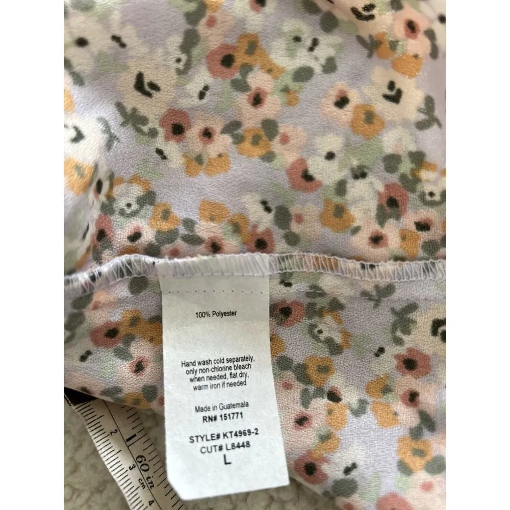 Le Lis Collection Women's Drape Front Halter Top Lilac OrangeFloral Print Size L - Image 8