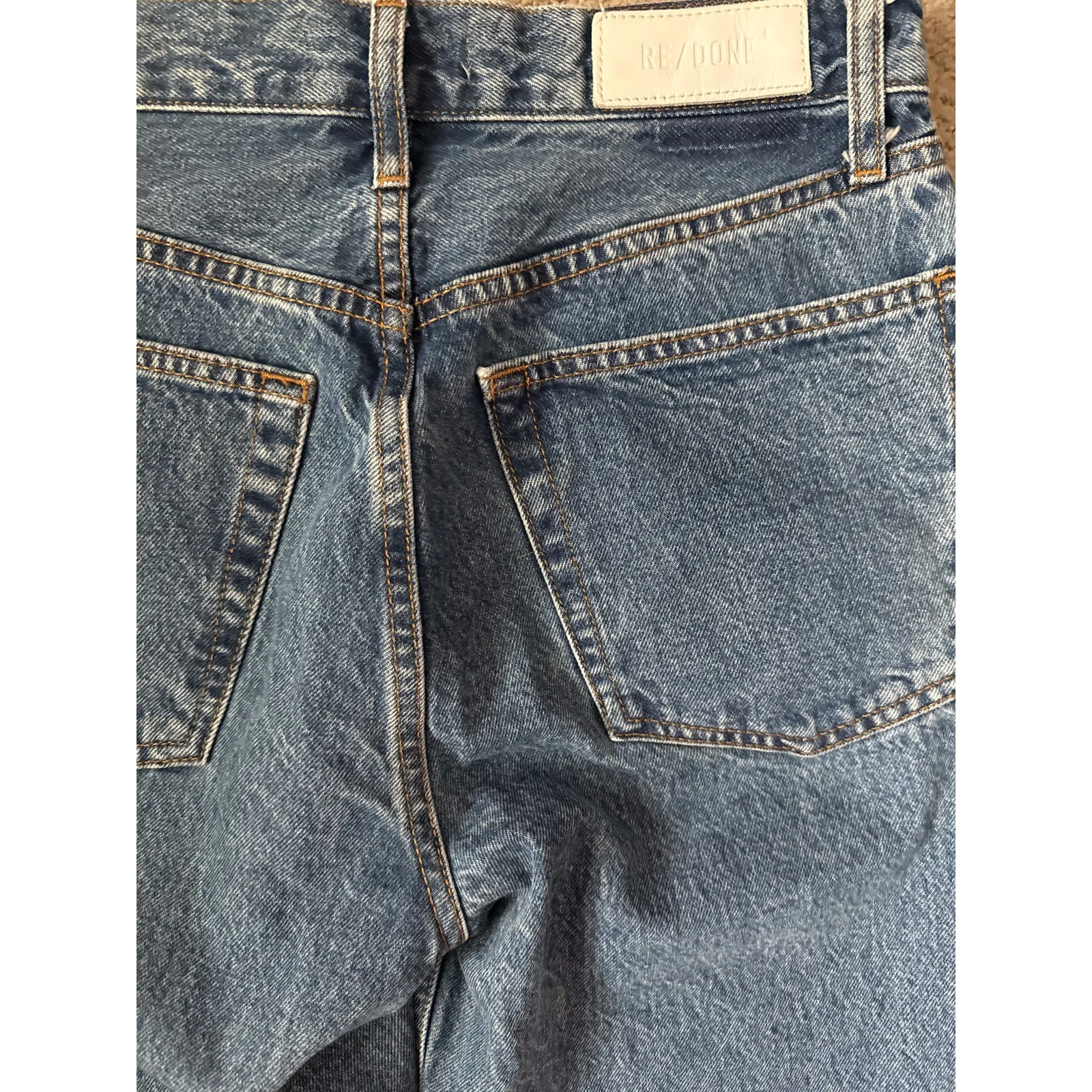 RE/DONE 90’s Crop Low Slung High-Rise Raw Hem Jeans in Blue Mere Size 26 - Image 9