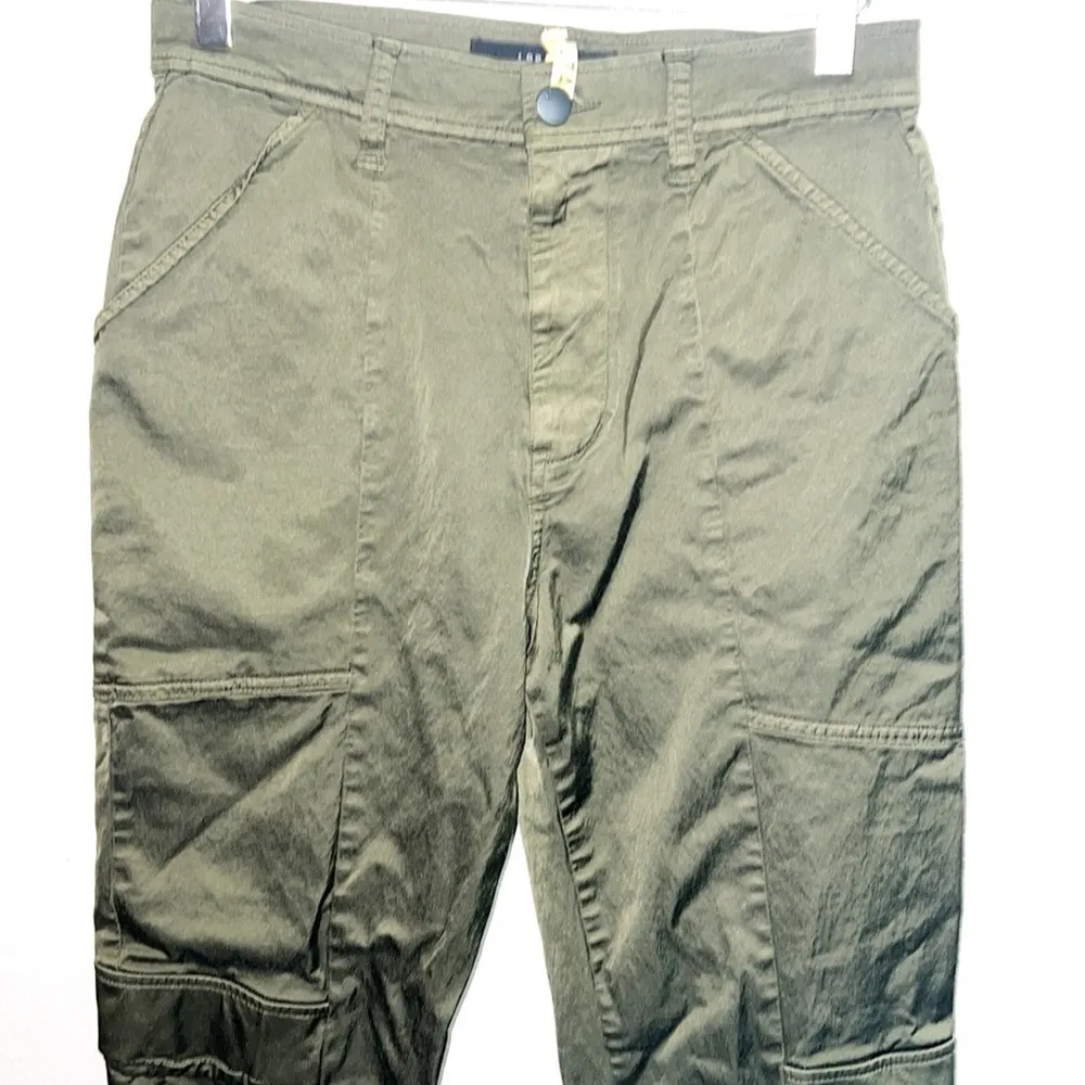 J Brand Olive Green Cotton Blend Satin Cargo Skinny Pants - Image 2